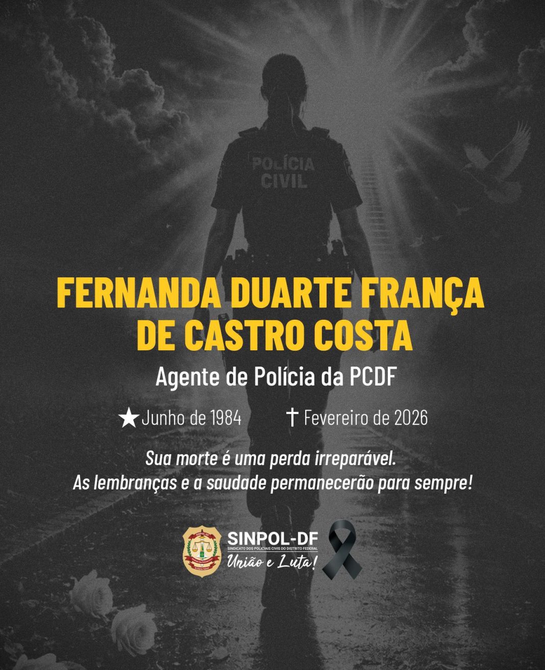 sinpol-df-manifesta-pesar-pela-morte-da-agente-de-policia-fernanda-duarte-franca
