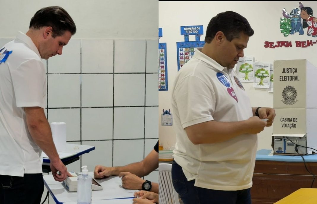 davi-alcolumbre-e-hugo-motta-votam-em-seus-redutos-eleitorais